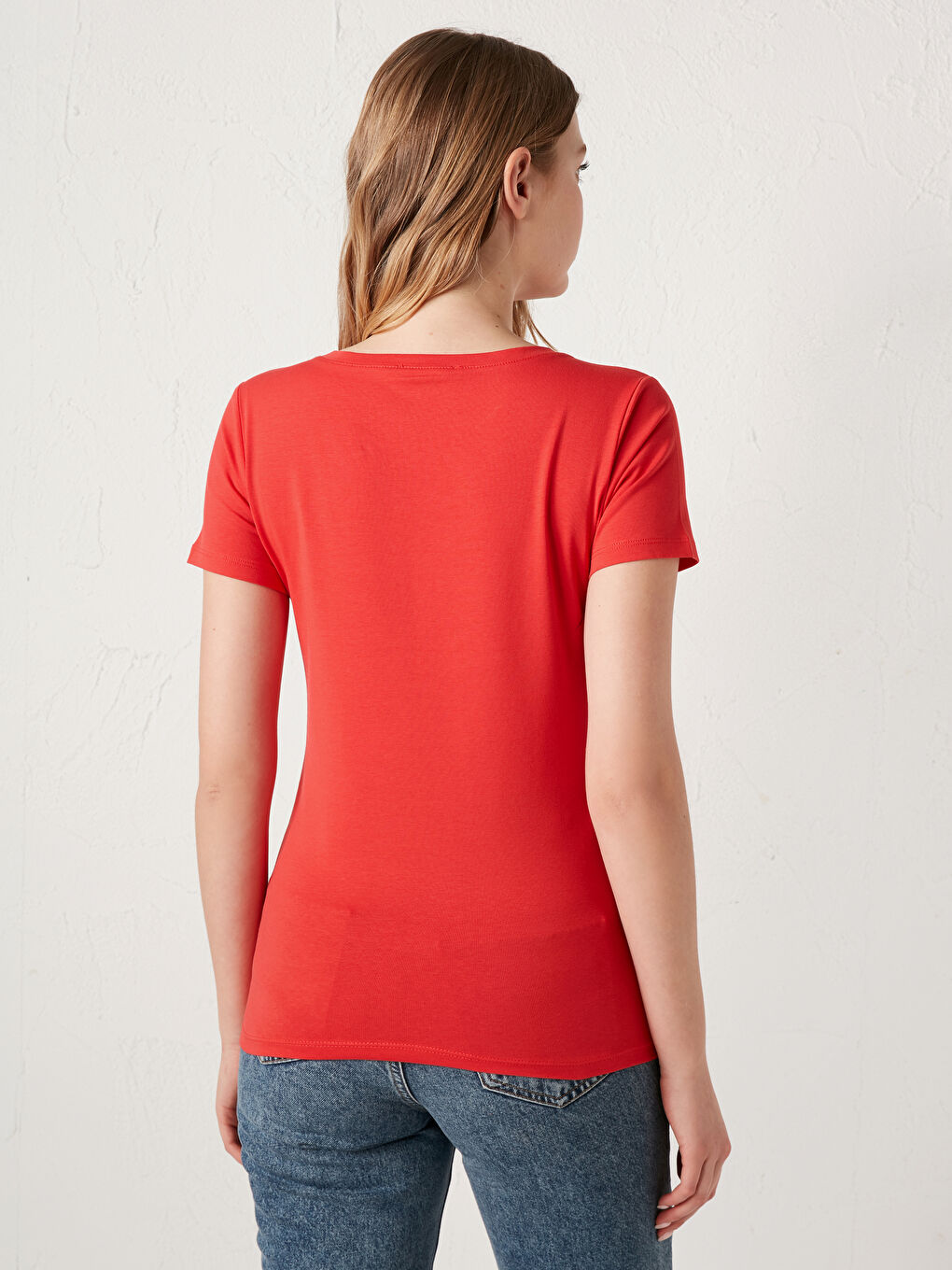 V-Neck Plain Basic Cotton T-Shirt-4