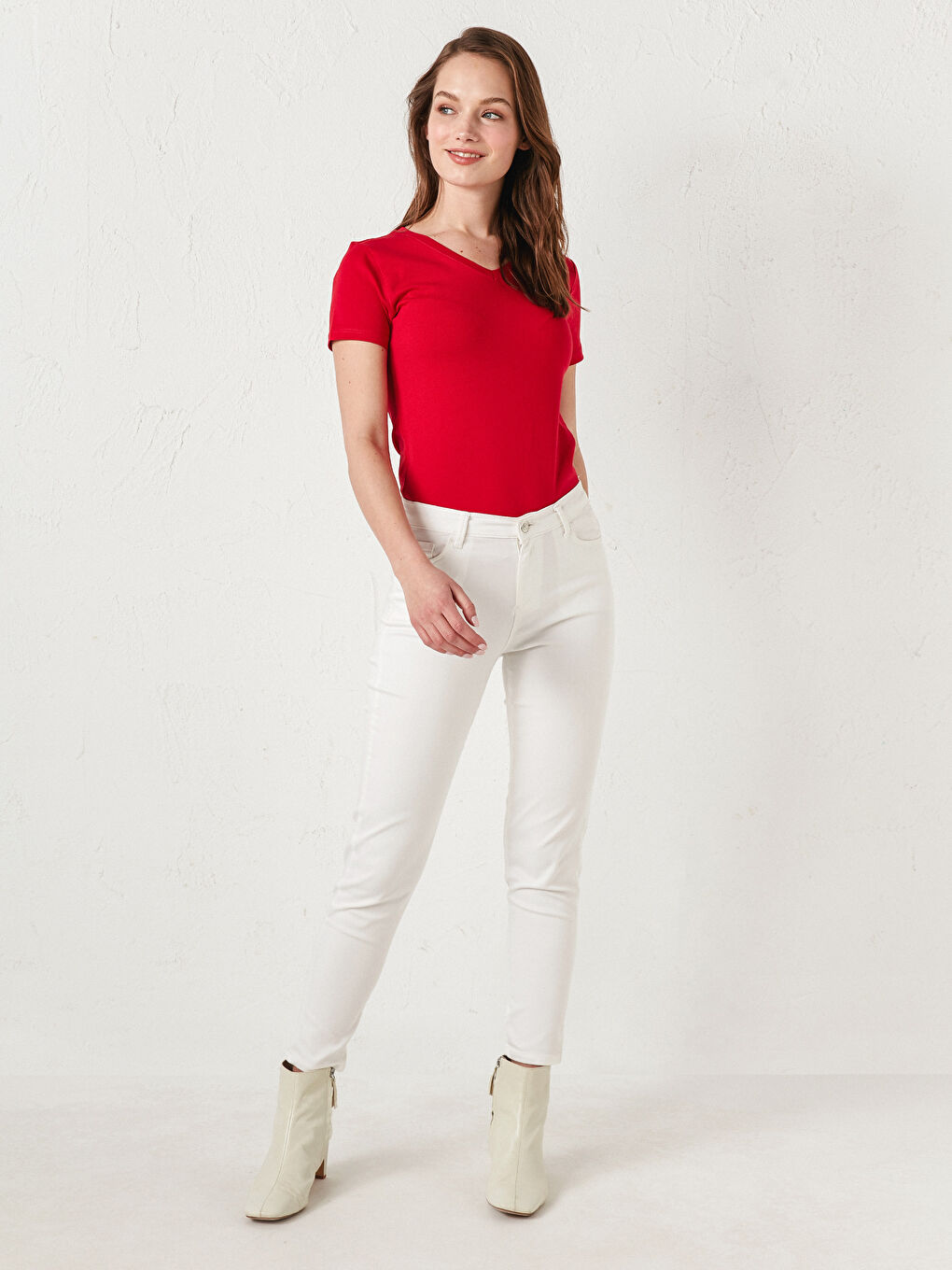 V-Neck Plain Basic Cotton T-Shirt-3