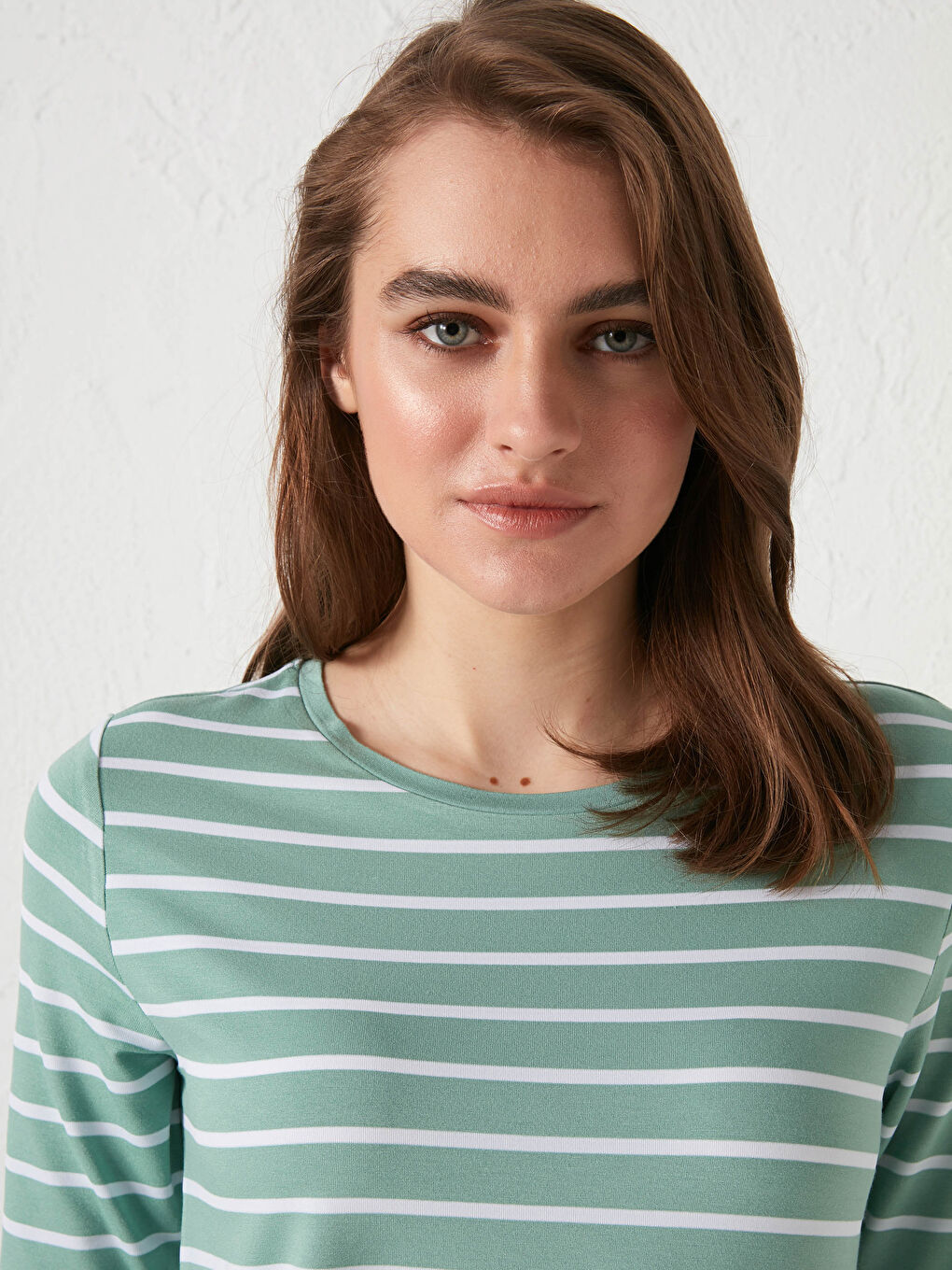 Футболка з круглим вирізом горловини, смугаста, з коротким рукавом-2