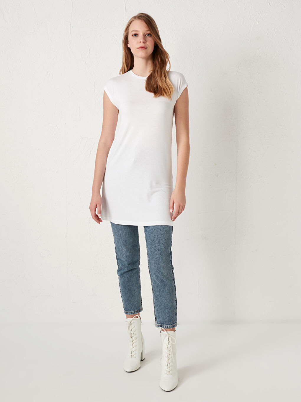 Rundhalsausschnitt Dünne Frauen Tunika-2