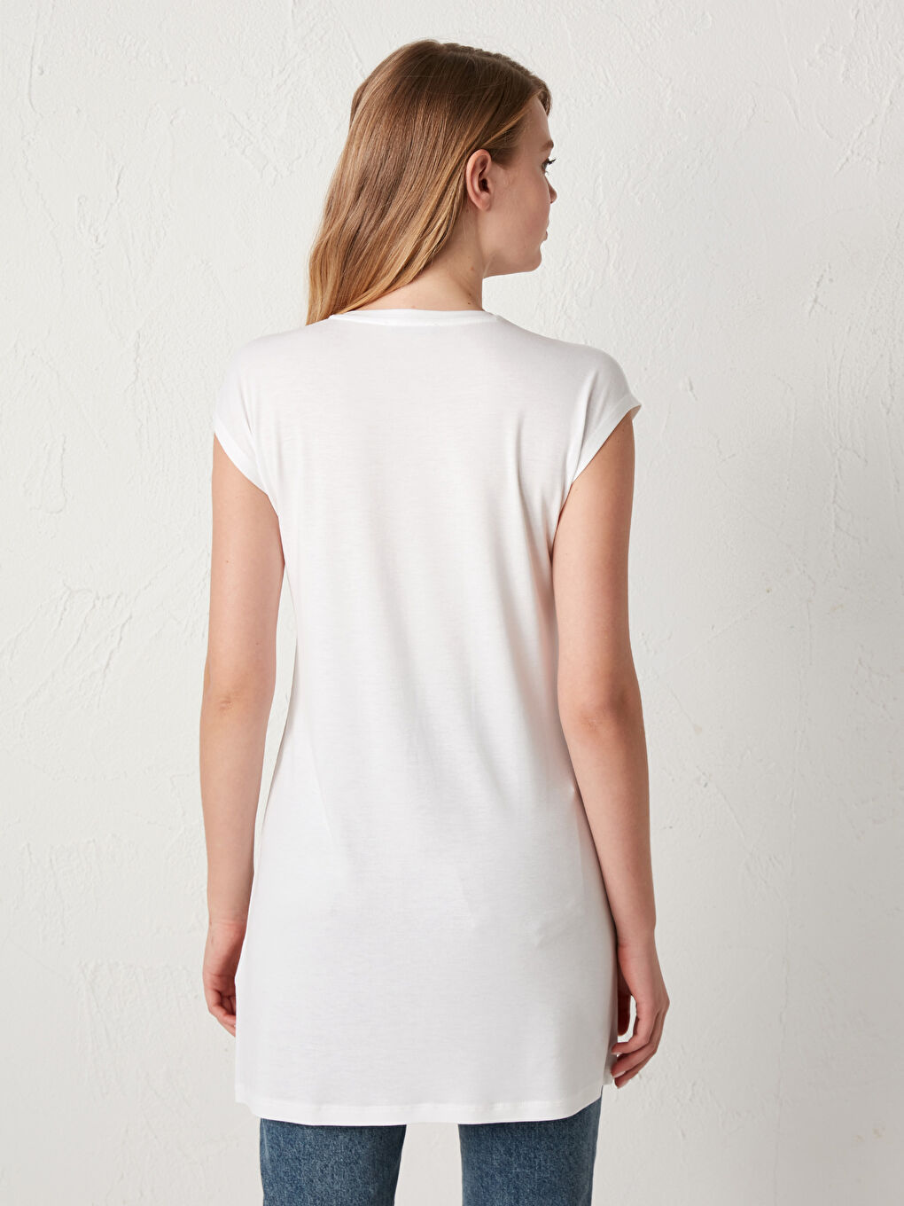 Rundhalsausschnitt Dünne Frauen Tunika-4