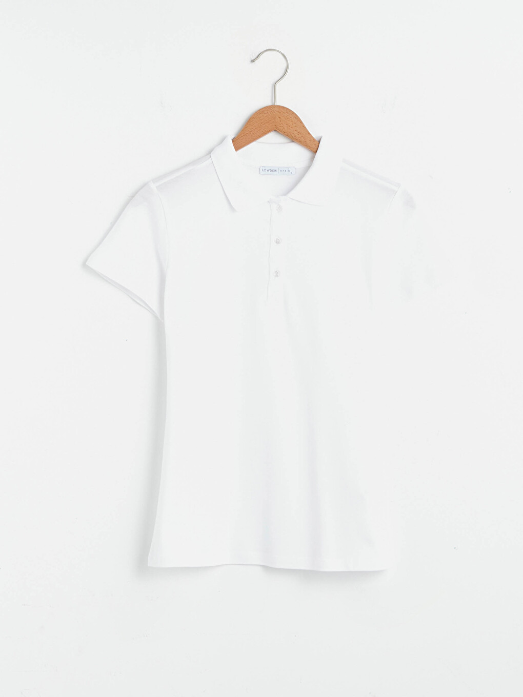 Polo Neck Straight Short Sleeve Piqué Women's T-shirt-5