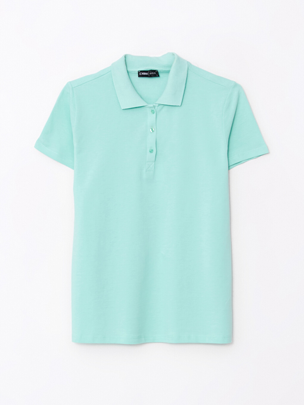 Polo Neck Straight Short Sleeve Piqué Women's T-shirt-5