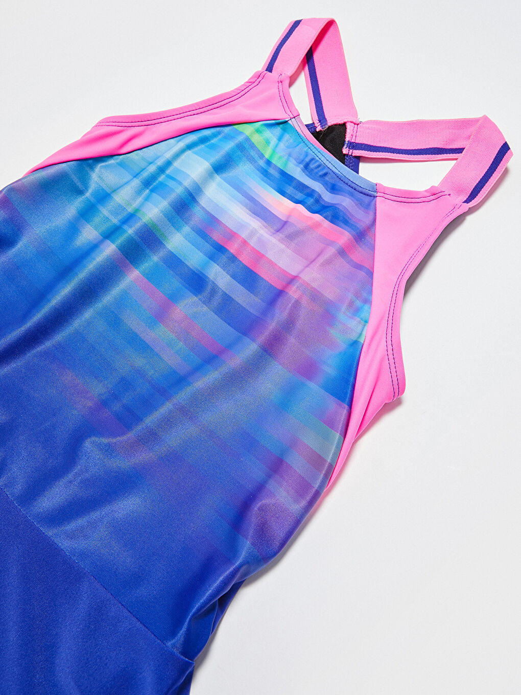 Mavi Esnek Kumaş Kız Çocuk Etekli Mayo ve Tayt-1