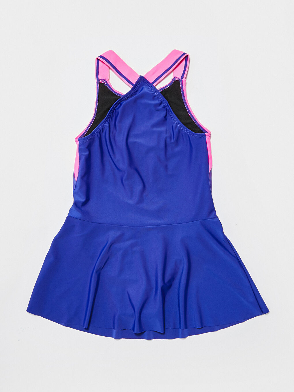 Mavi Esnek Kumaş Kız Çocuk Etekli Mayo ve Tayt-2