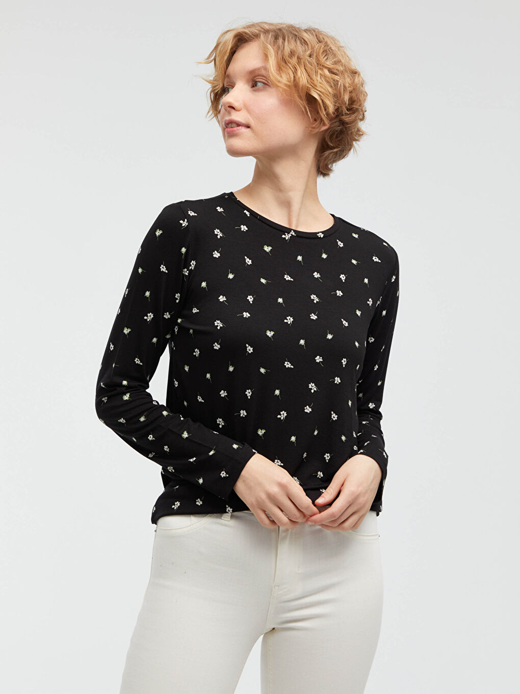 Majica Ženska Dugi Rukav Viskoza Okrugli Izrez Sa Štampom-4