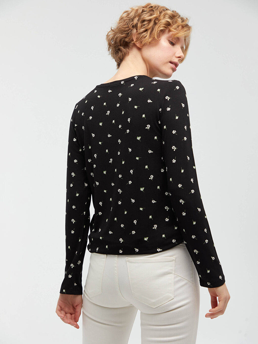 Majica Ženska Dugi Rukav Viskoza Okrugli Izrez Sa Štampom