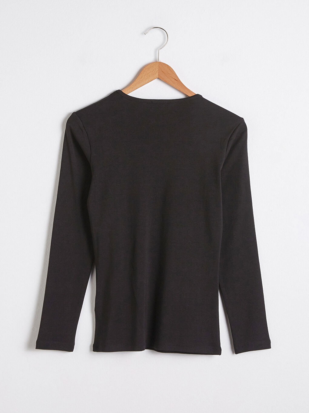 Siyah Bisiklet Yaka Uzun Kollu Tişört-6