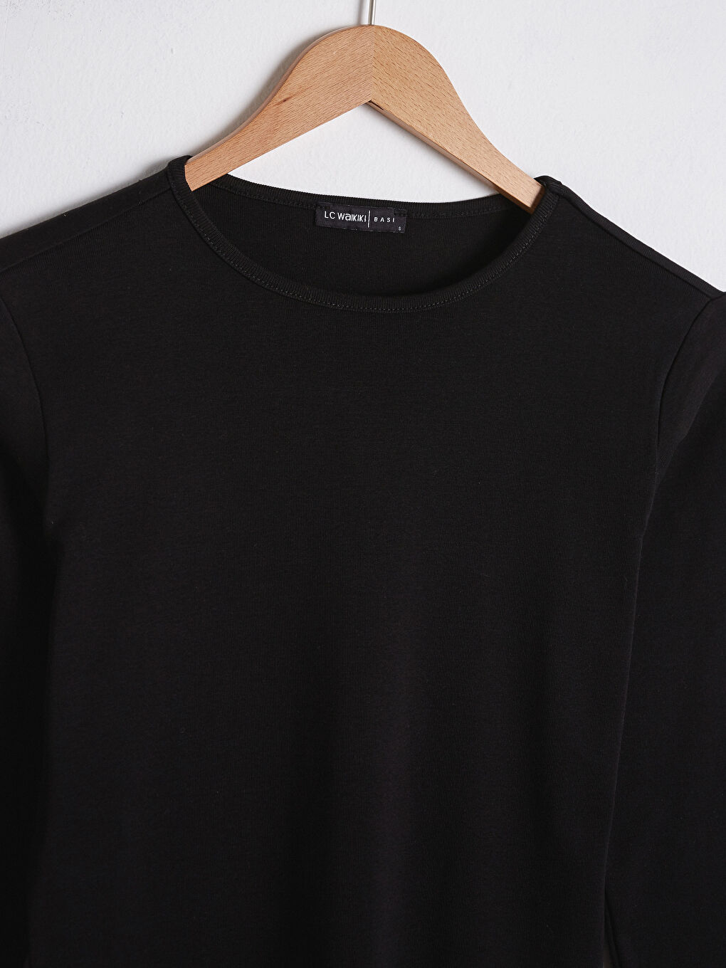 Siyah Bisiklet Yaka Uzun Kollu Tişört-7