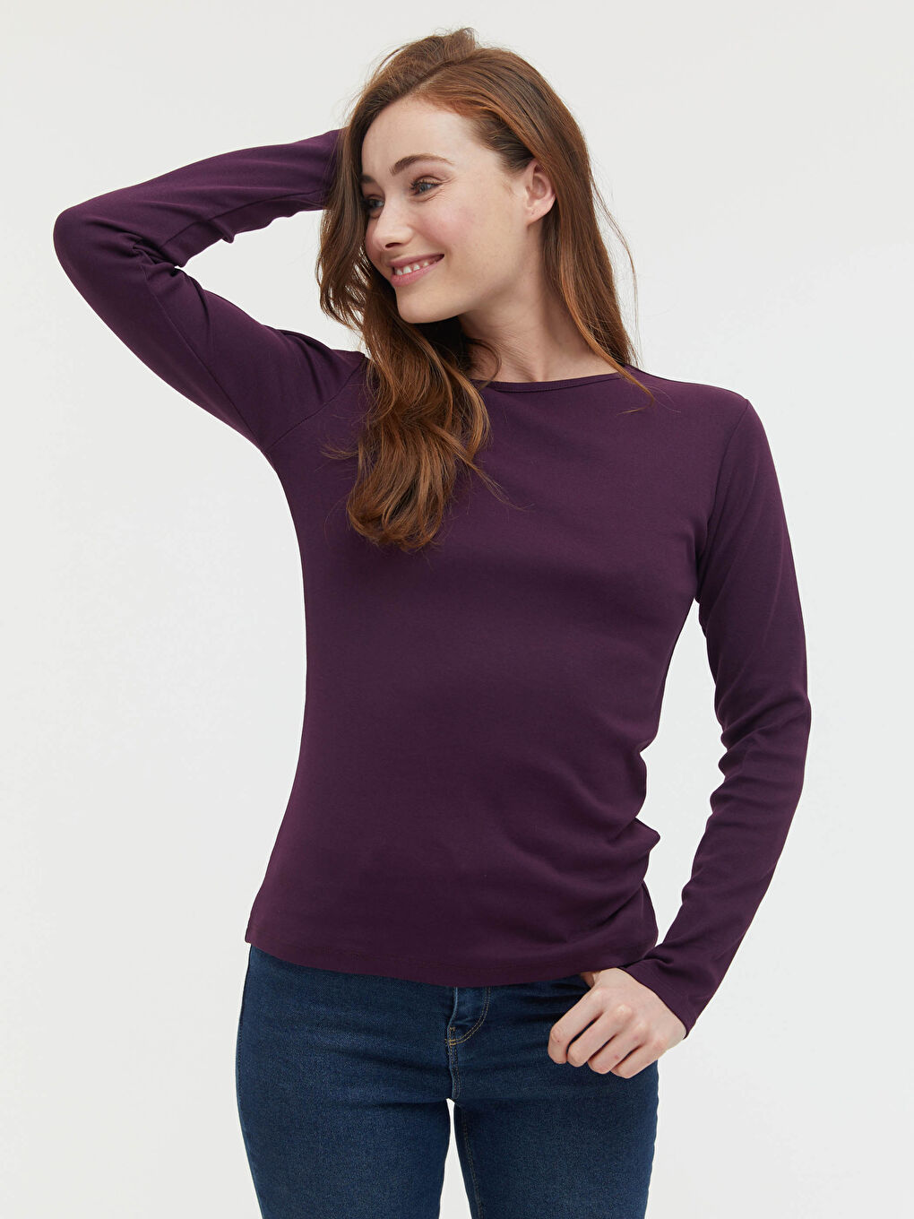 Crew Neck Long Sleeve T-Shirt-4