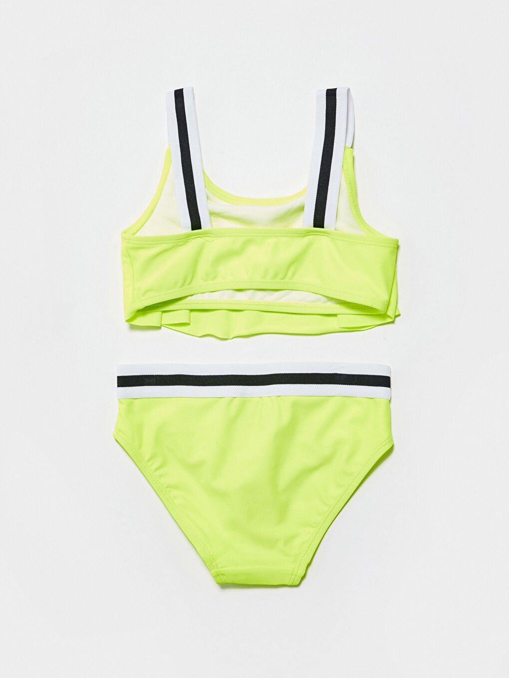 Sarı Esnek Kumaş Yazı Baskılı Kız Çocuk Bikini-1