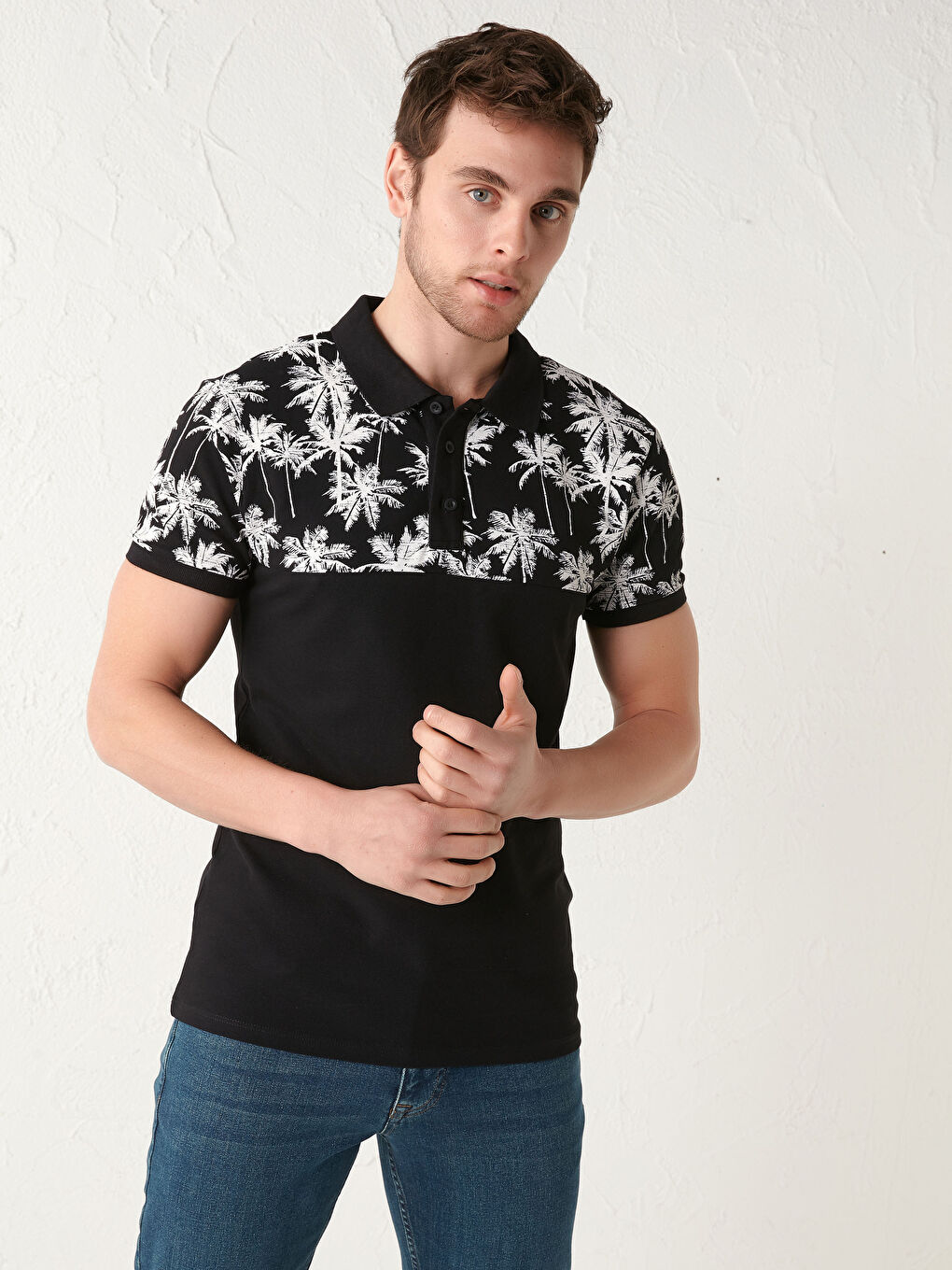 XSIDE Polo Neck Short Sleeve Patterned Pique Men's T-Shirt -S18298Z8-CVL