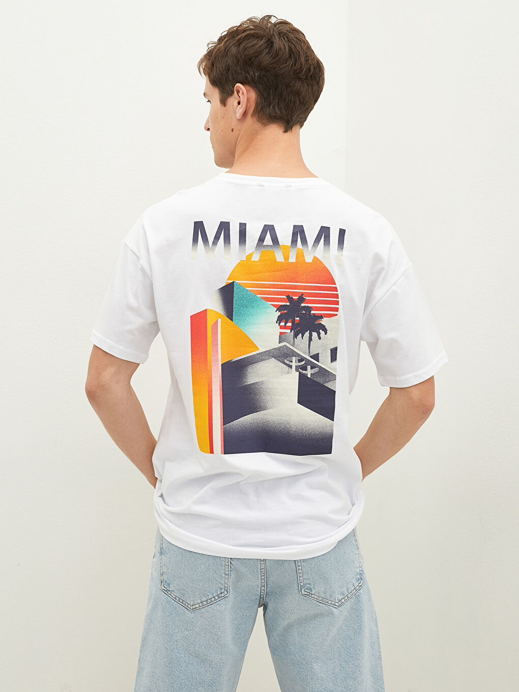 XSIDE Rundhalsausschnitt Kurzarm Bedrucktes T-Shirt aus gekämmter Baumwolle für Herren -S18299Z8-Q6K