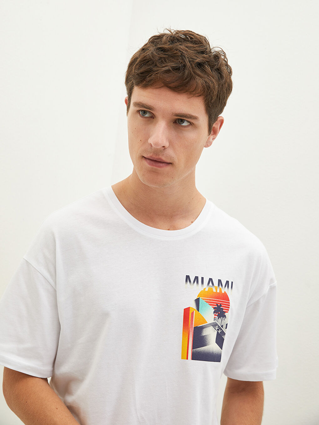 XSIDE Rundhalsausschnitt Kurzarm Bedrucktes T-Shirt aus gekämmter Baumwolle für Herren -S18299Z8-Q6K
