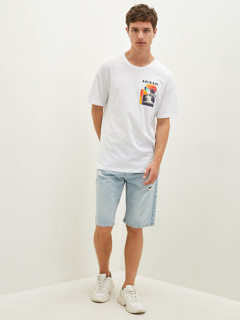 XSIDE Rundhalsausschnitt Kurzarm Bedrucktes T-Shirt aus gekämmter Baumwolle für Herren -S18299Z8-Q6K