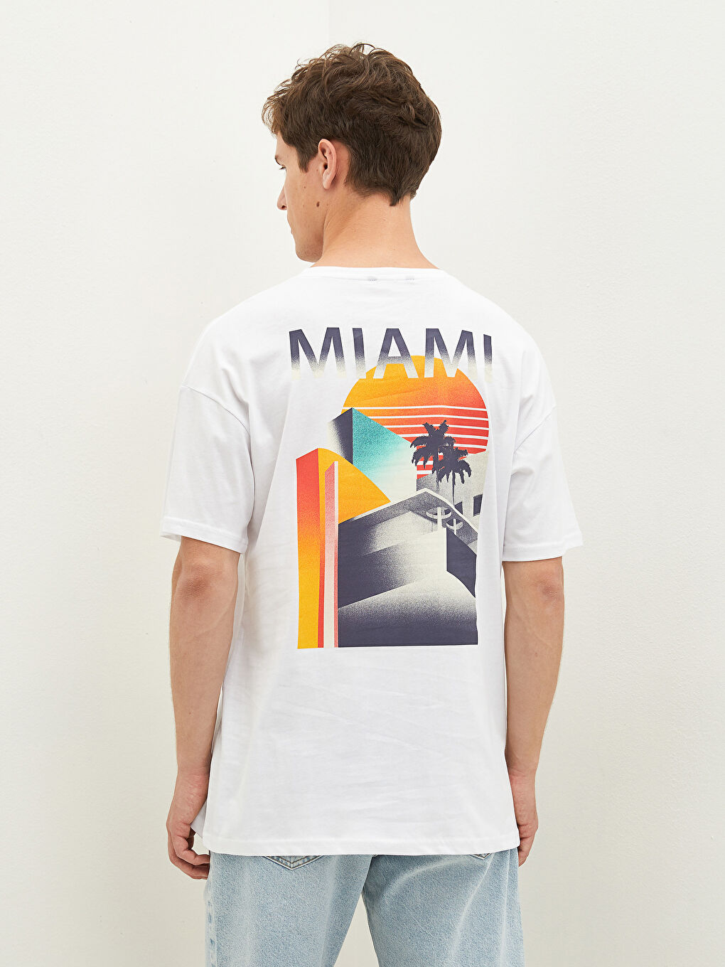 XSIDE Rundhalsausschnitt Kurzarm Bedrucktes T-Shirt aus gekämmter Baumwolle für Herren -S18299Z8-Q6K