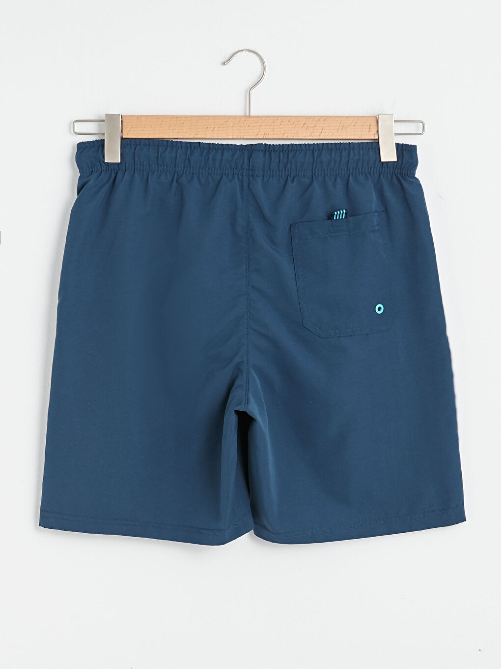 İndigo Diz Hizası Boy Basic Erkek Deniz Şortu-11