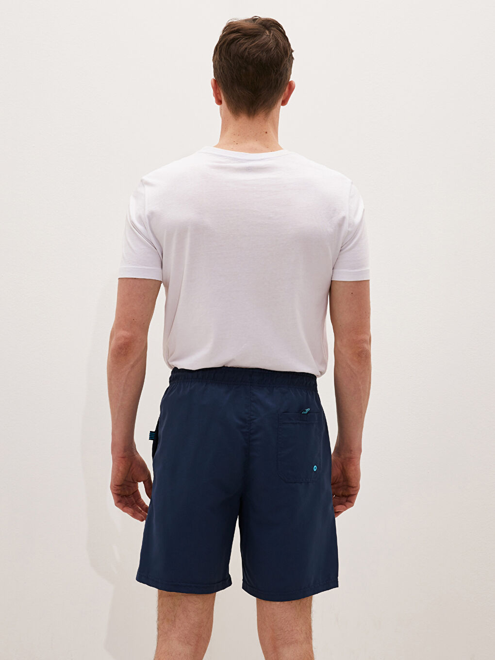 İndigo Diz Hizası Boy Basic Erkek Deniz Şortu-7