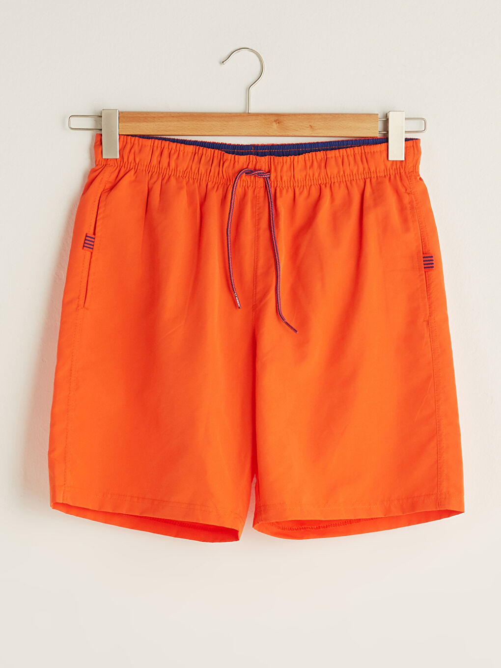 Turuncu Diz Hizası Boy Basic Erkek Deniz Şortu-4