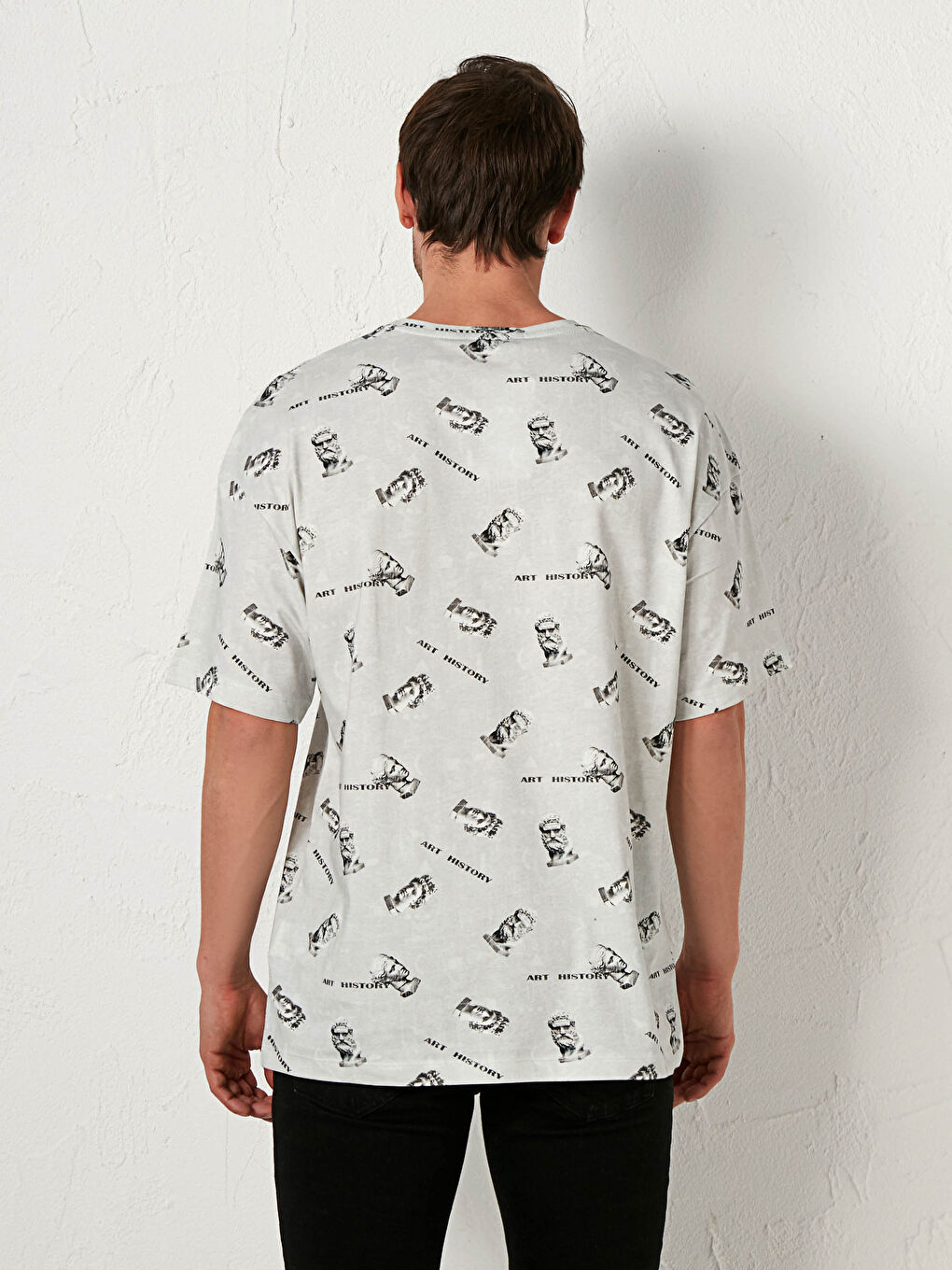 Κοντομάνικη Μπλούζα με Στρογγυλή Λαιμόκοψη από Πενεμένο Βαμβάκι με Εκτύπωση-3