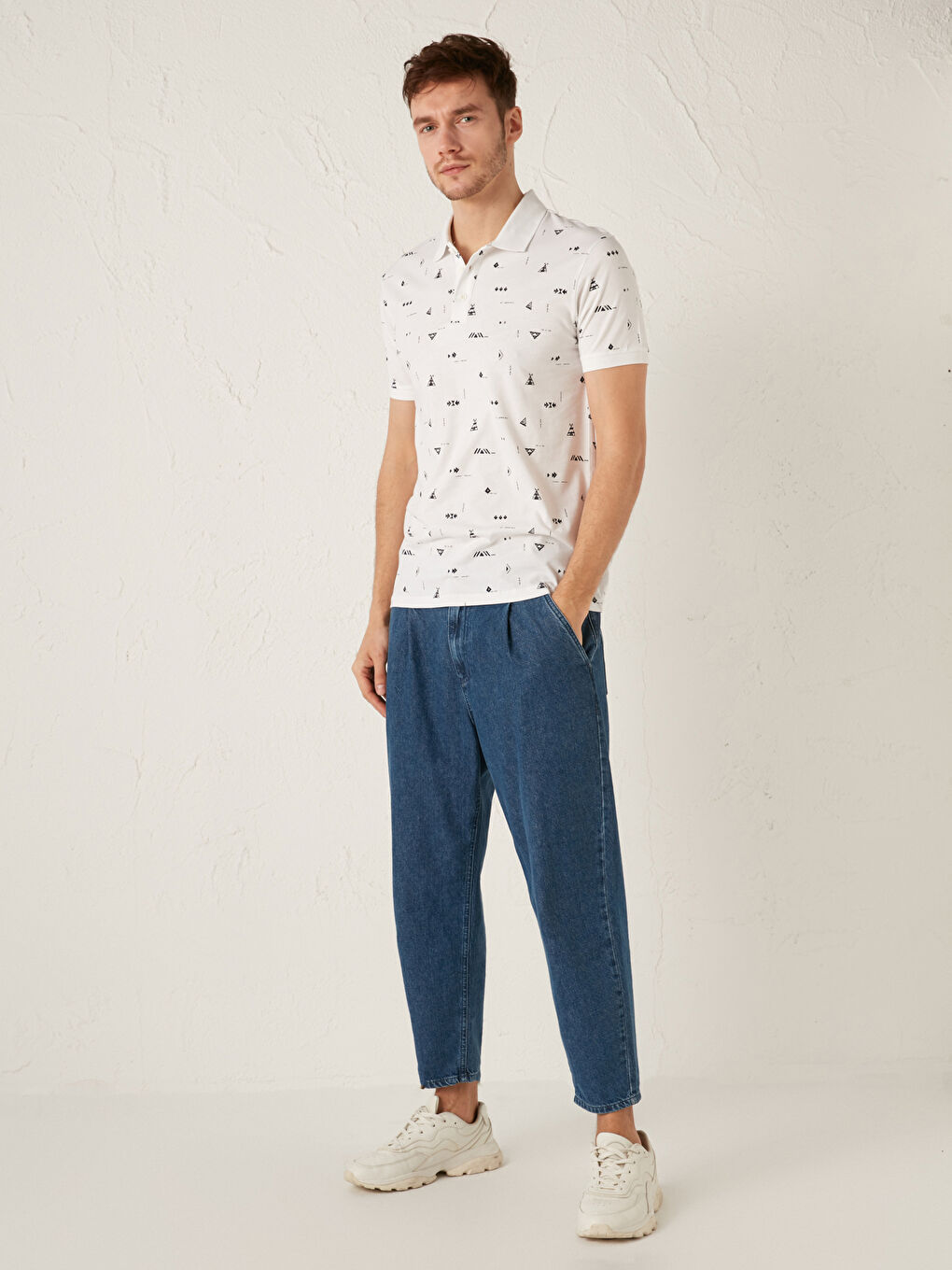 Polo Yaka Kısa Kollu Penye Erkek Tişört-2