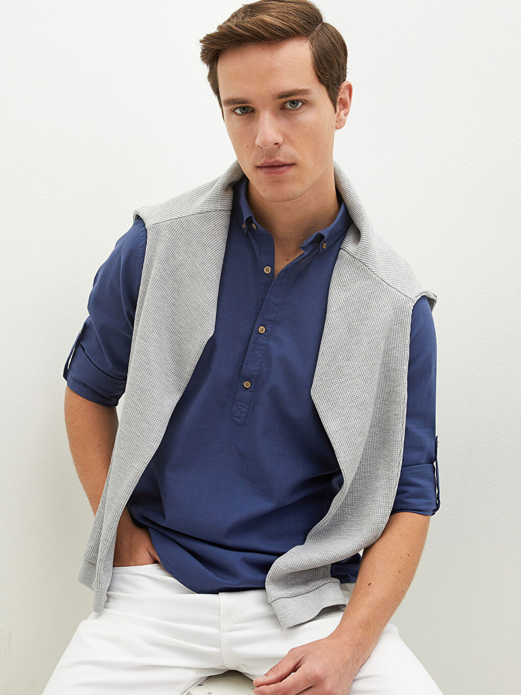 İndigo Ekstra Slim Fit Uzun Kollu Poplin Erkek Gömlek