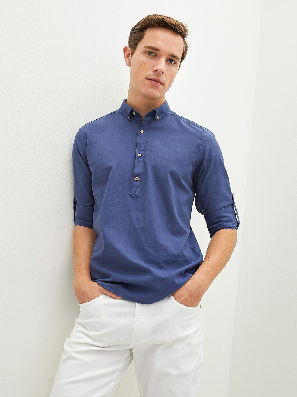 İndigo Ekstra Slim Fit Uzun Kollu Poplin Erkek Gömlek-2