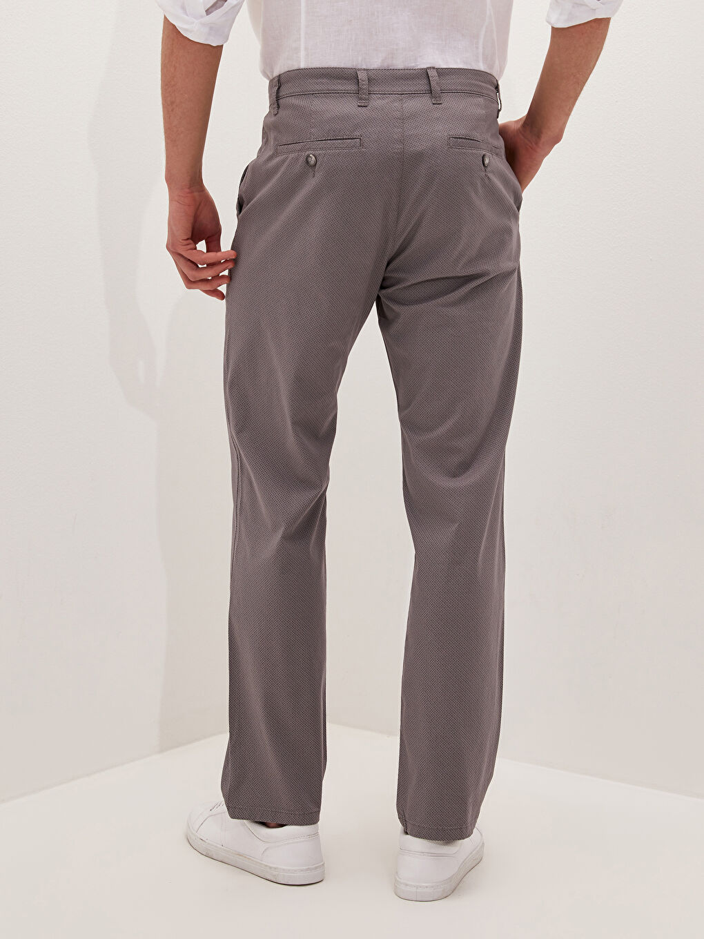 Gri Standart Kalıp Gabardin Erkek Pantolon-4