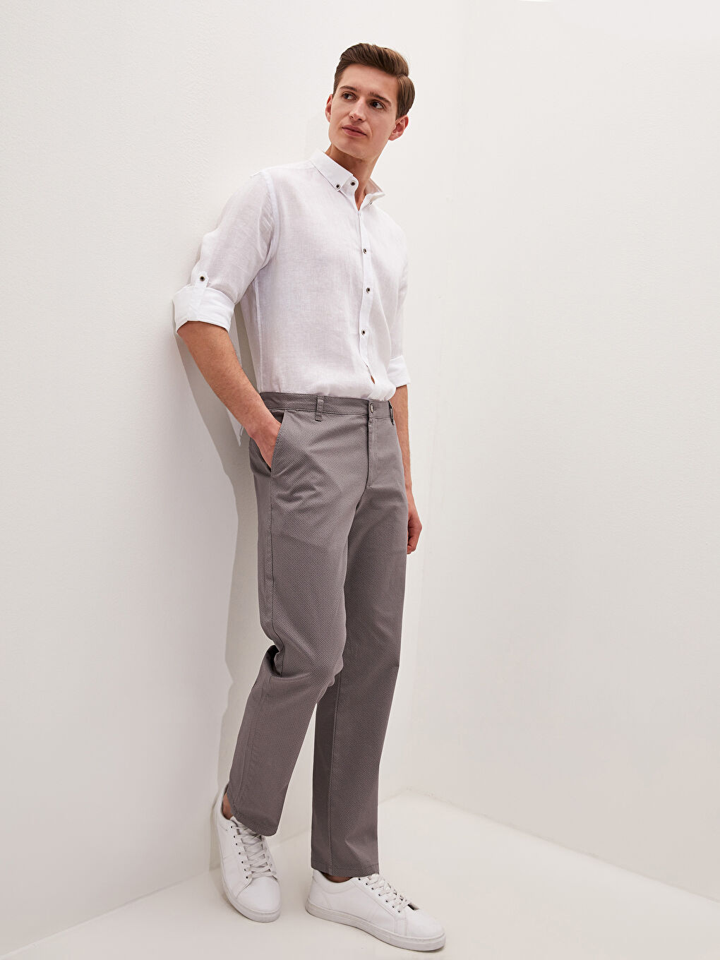 Gri Standart Kalıp Gabardin Erkek Pantolon