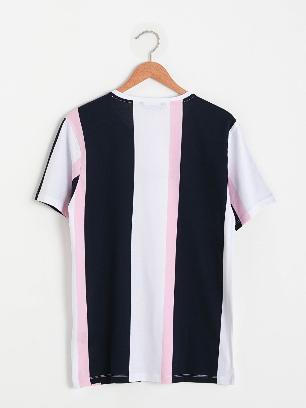 дөңгелек жағалы принтті таралған мақта футболка-7