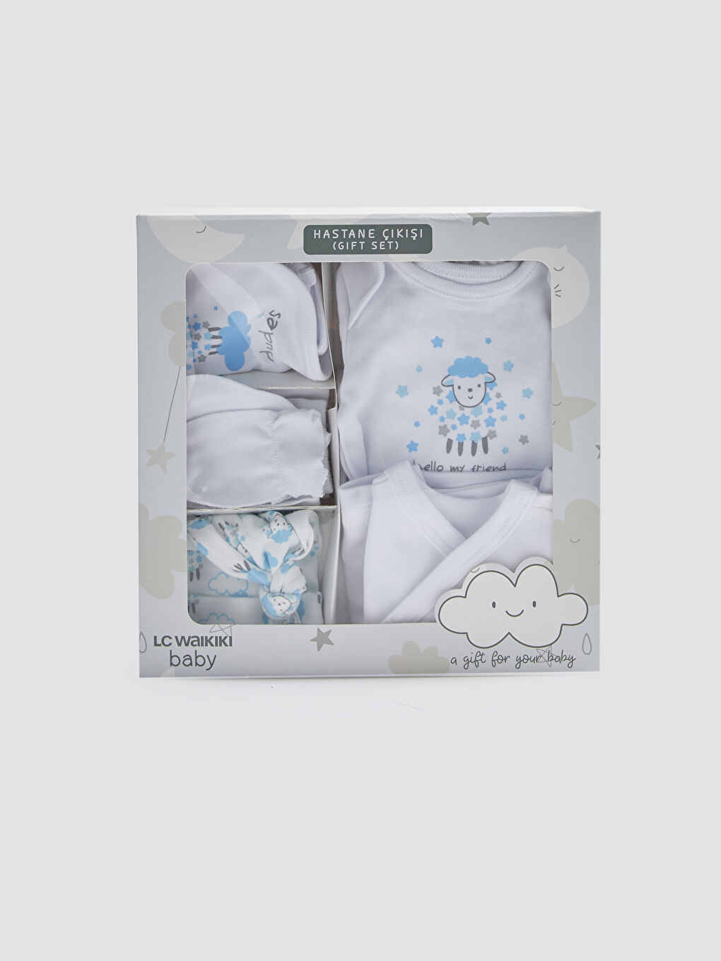 Baskılı Pamuklu Erkek Bebek Kutulu Hastane Çıkış Seti