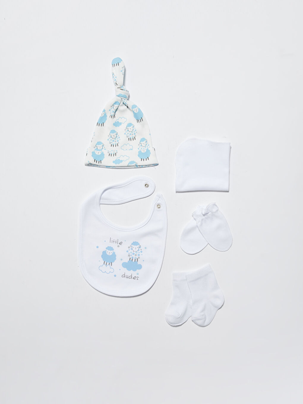 Baskılı Pamuklu Erkek Bebek Kutulu Hastane Çıkış Seti-2