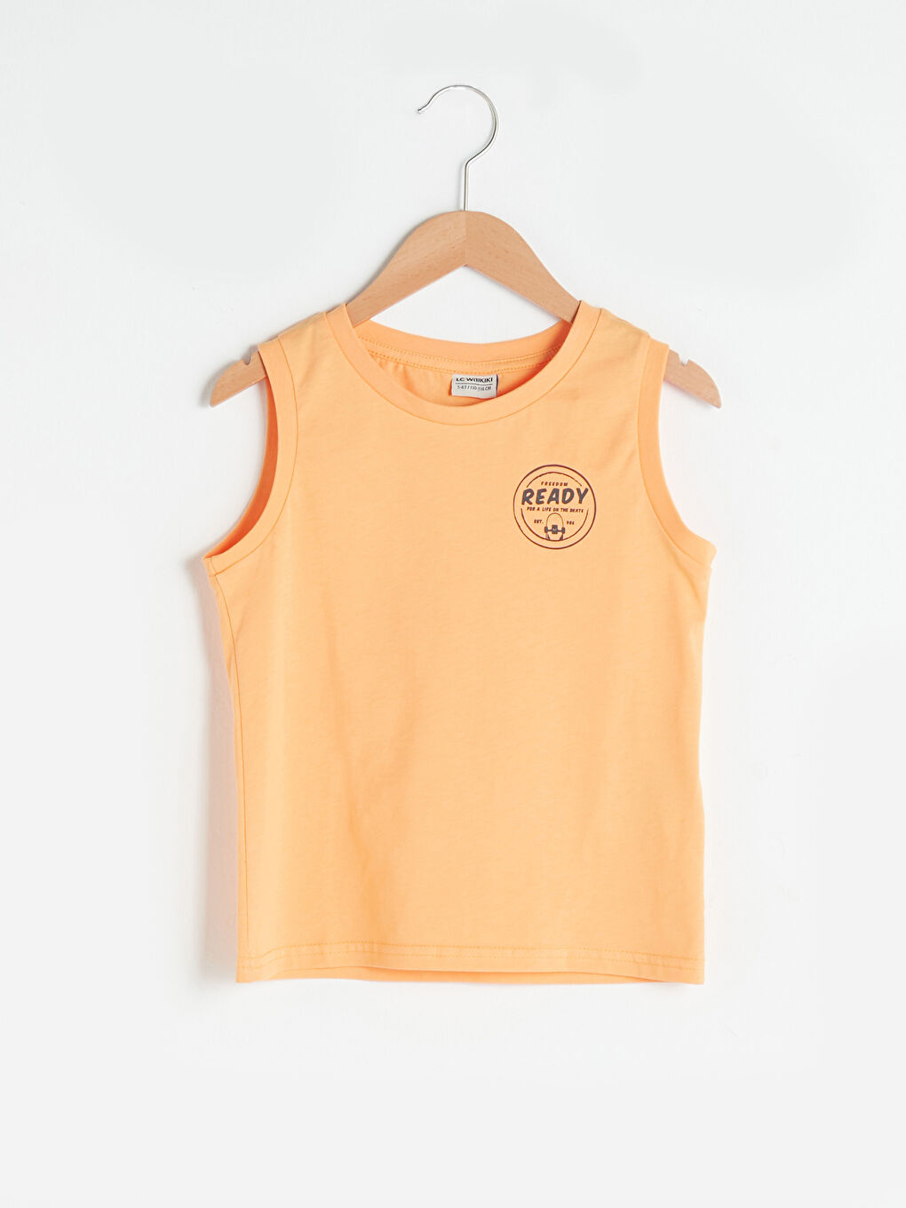 Turuncu Bisiklet Yaka Baskılı Pamuklu Erkek Çocuk Atlet