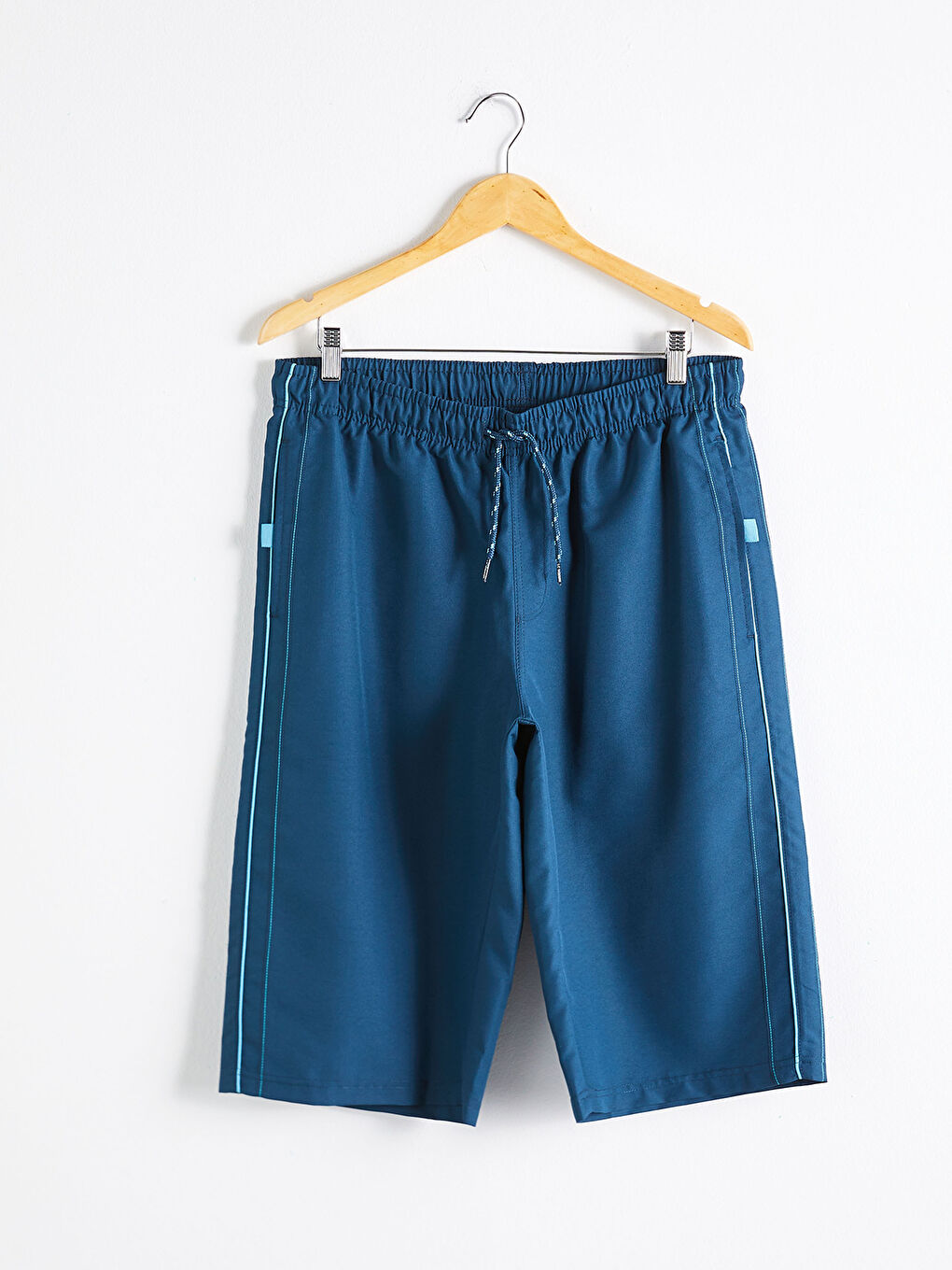 İndigo Diz Altı Boy Basic Erkek Deniz Şortu-7