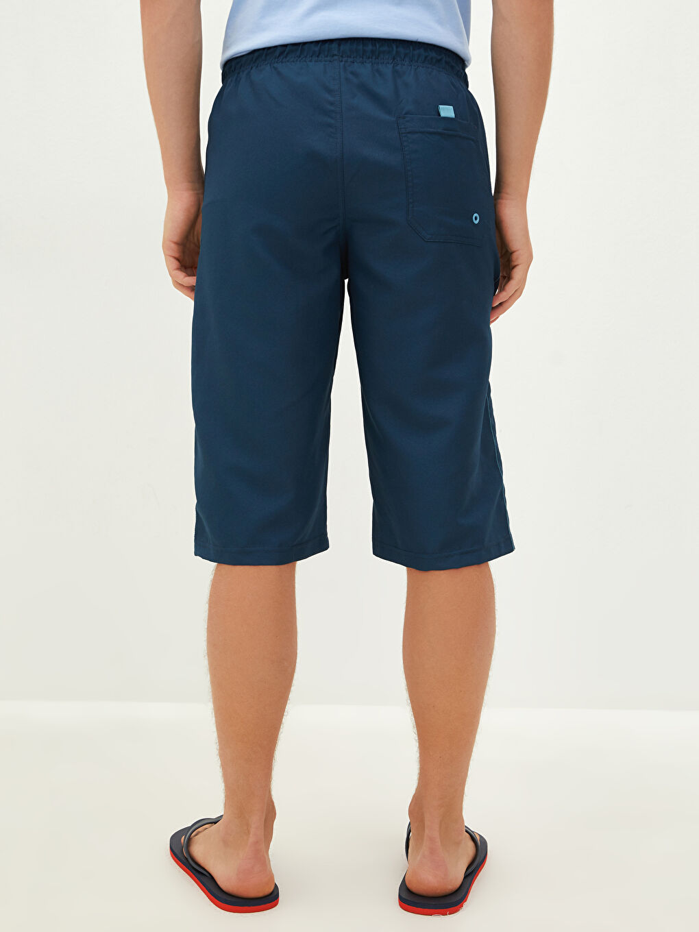 İndigo Diz Altı Boy Basic Erkek Deniz Şortu-3