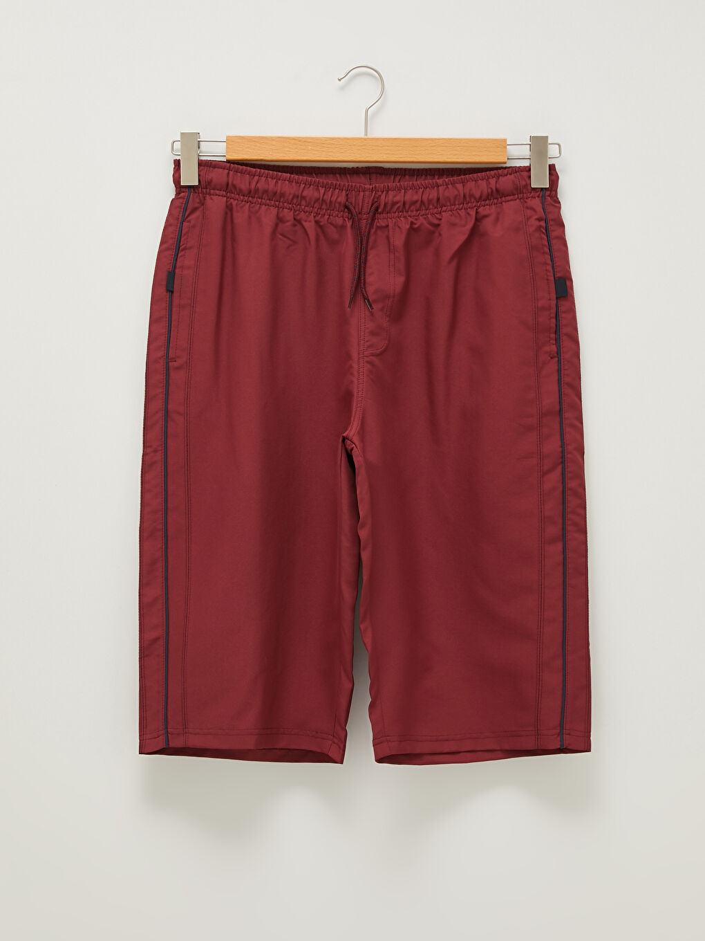 Bordo Diz Altı Boy Basic Erkek Deniz Şortu-5