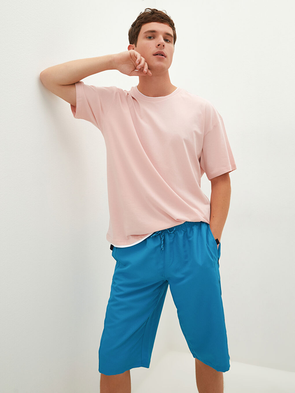 Petrol Diz Altı Boy Basic Erkek Deniz Şortu-1