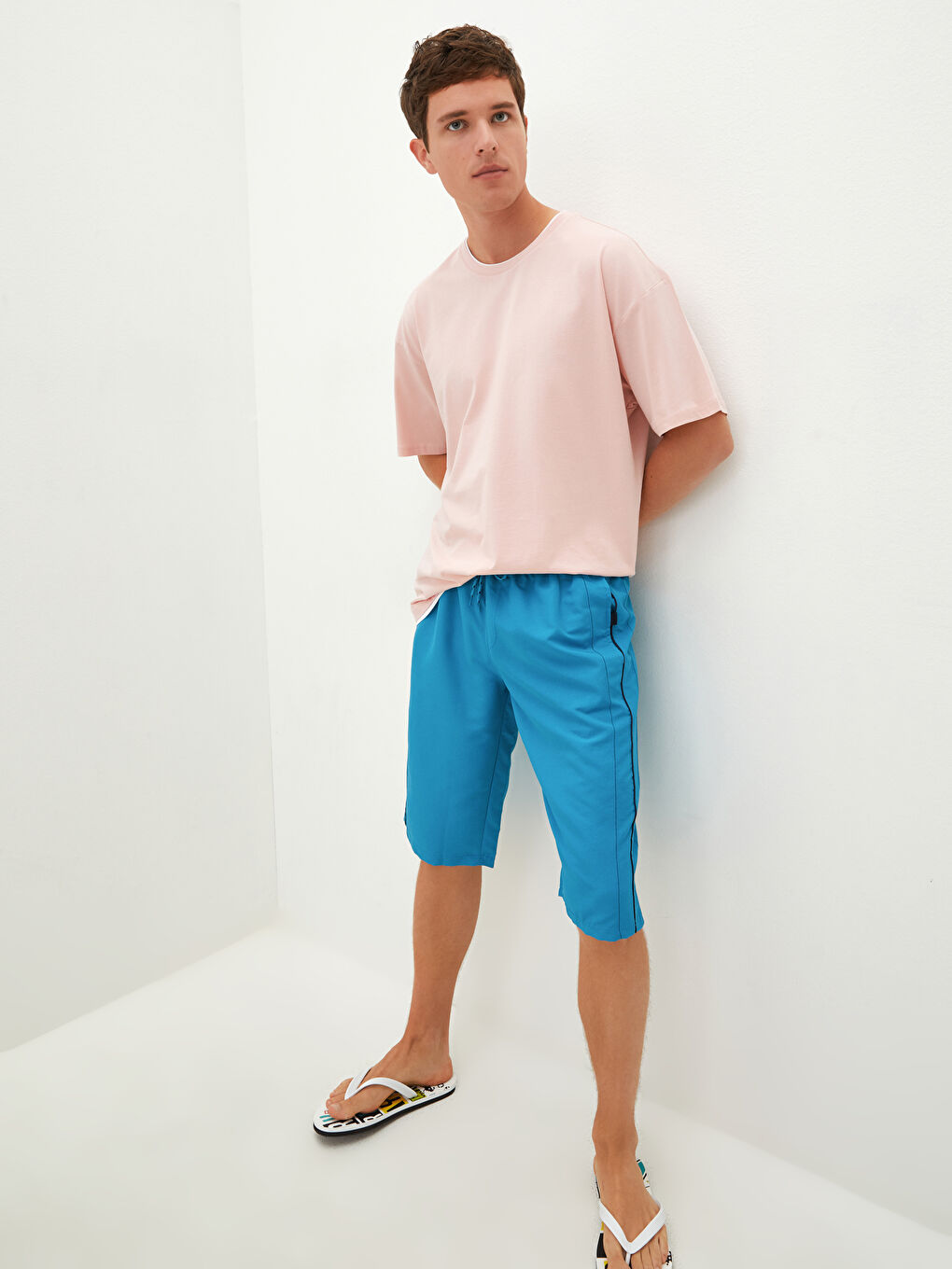 Petrol Diz Altı Boy Basic Erkek Deniz Şortu-2