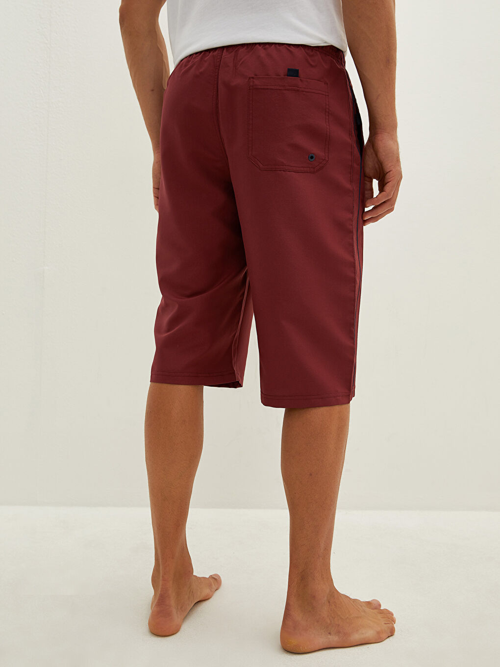 Bordo Diz Altı Boy Basic Erkek Deniz Şortu-4