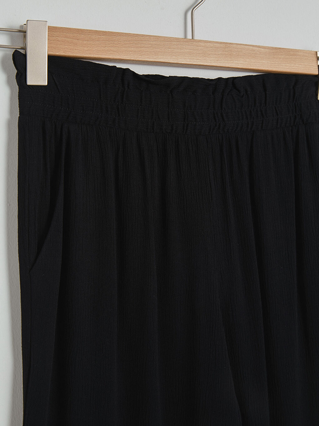 Siyah Beli Lastikli Bol Paça Pantolon-6