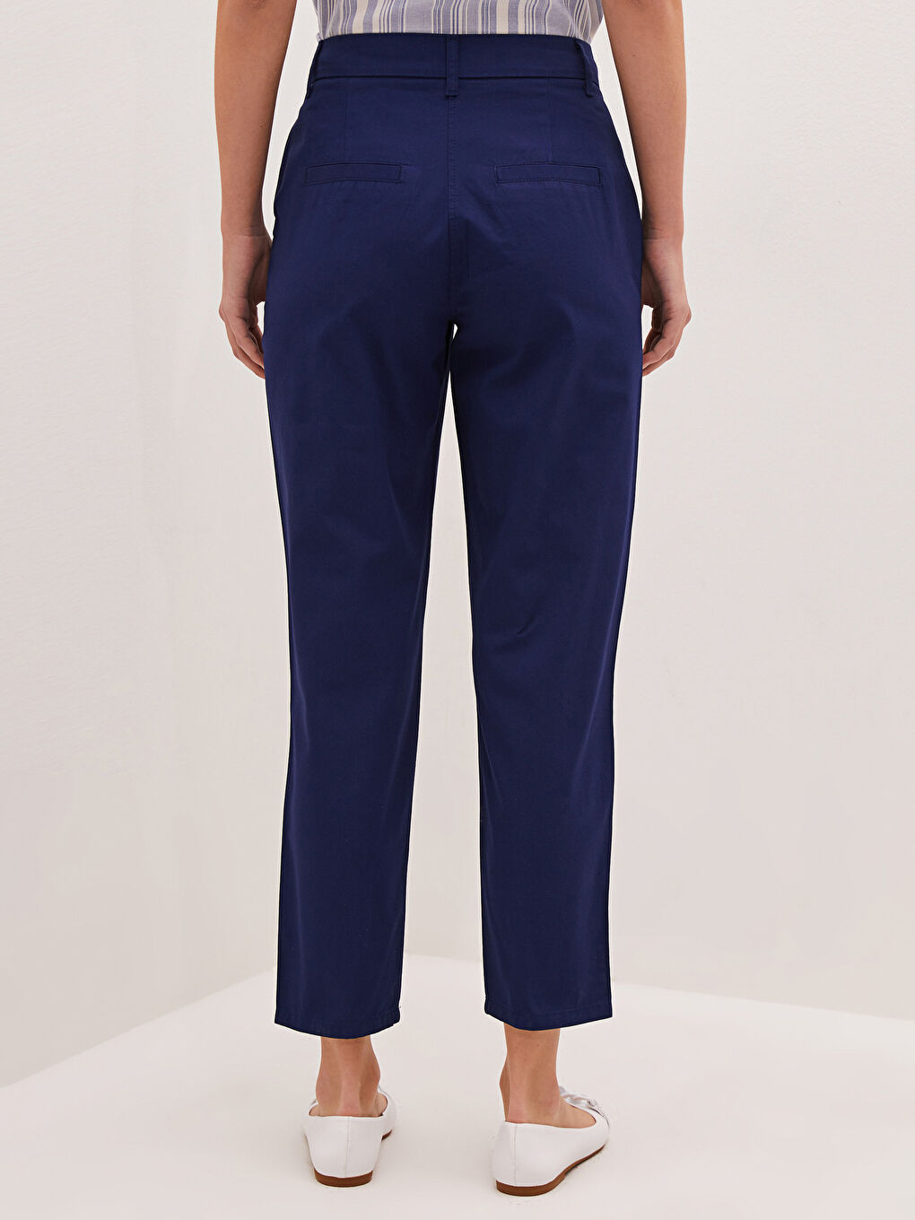 High Waist Pocket Detailed Gabardine Fabric Women's Trousers-3