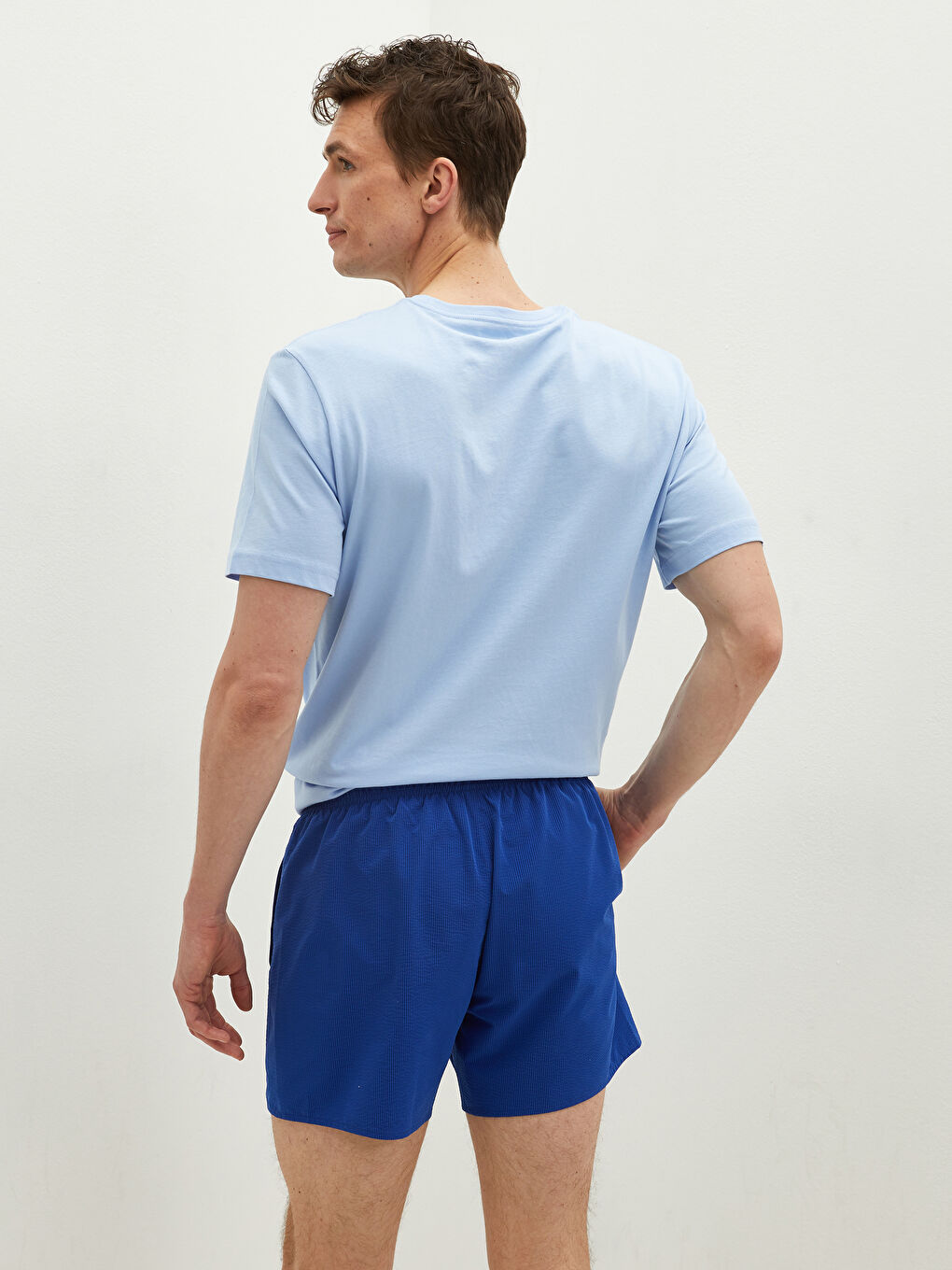 Mavi Kısa Boy Basic Erkek Deniz Şortu-3