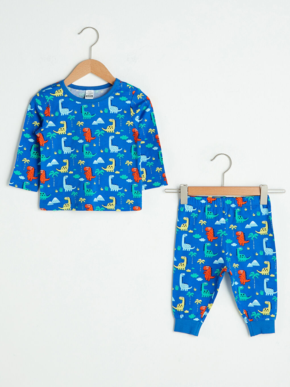 Crew Neck Long Sleeve Printed Baby Boy Pajama Set