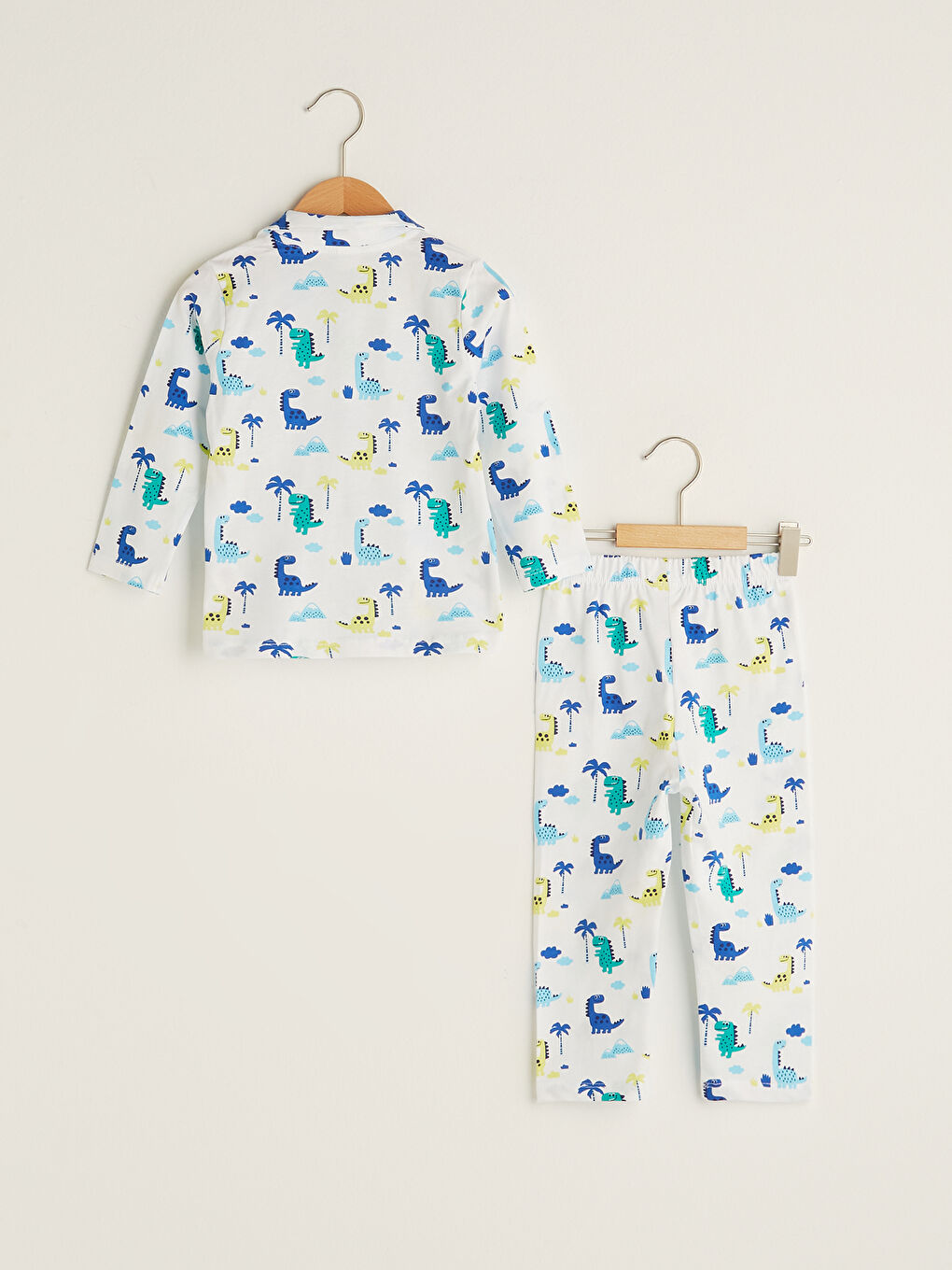 Shirt Collar Long Sleeve Printed Cotton Baby Boy Pajamas Set-1