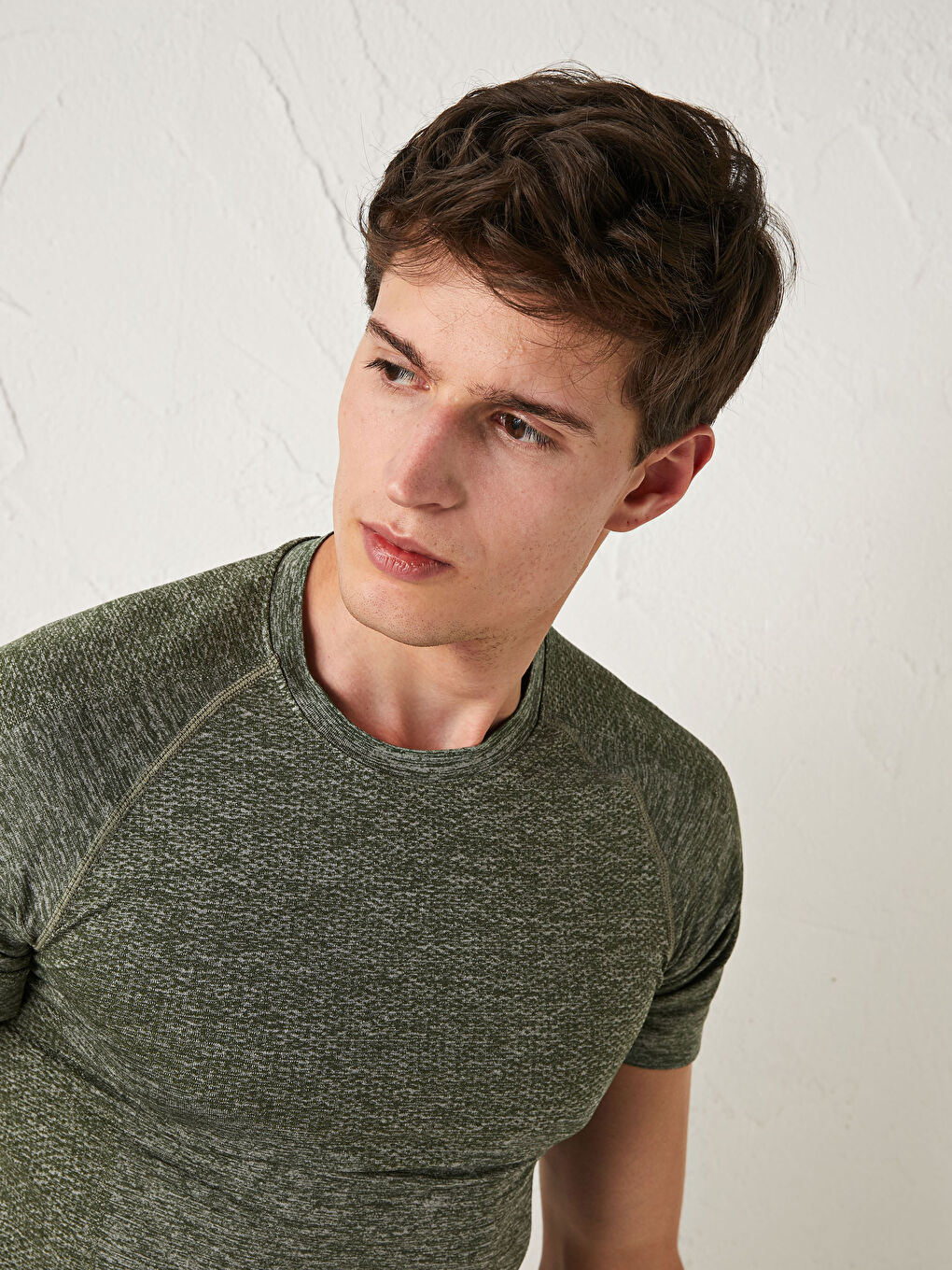 Yeşil Bisiklet Yaka Kısa Kollu Aktif Spor Erkek Tişört-3