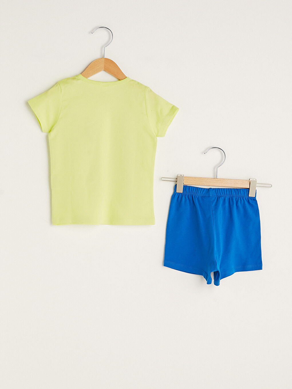 Круглий виріз горловини, короткий рукав, з принтом, піжамний комплект для хлопчиків-1