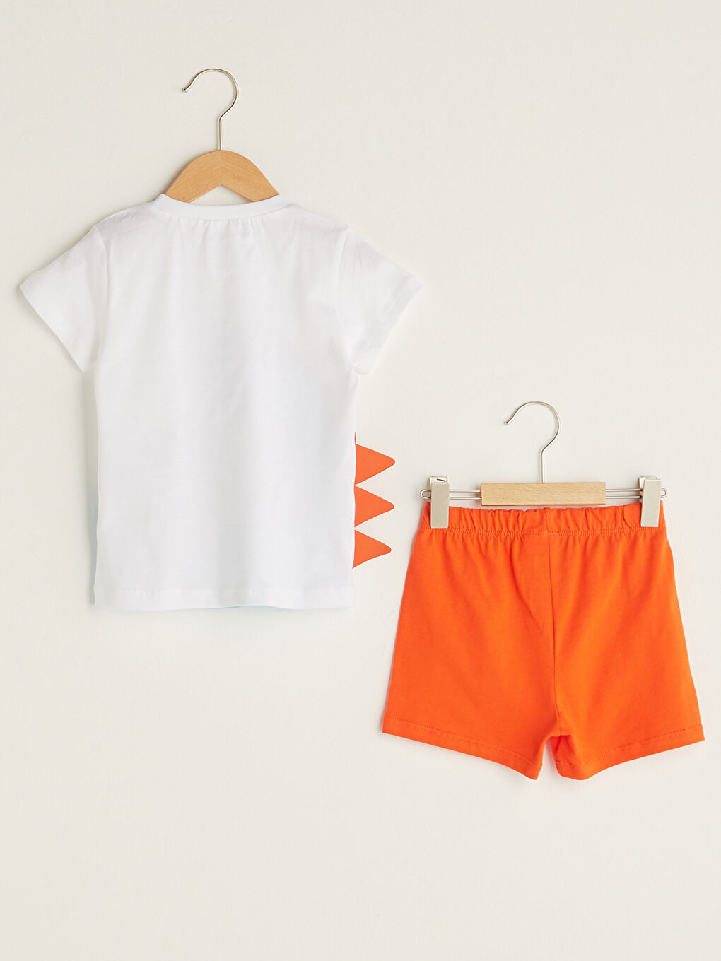 Beyaz Bisiklet Yaka Kısa Kol Baskılı Pamuklu Erkek Bebek Pijama Takımı-1