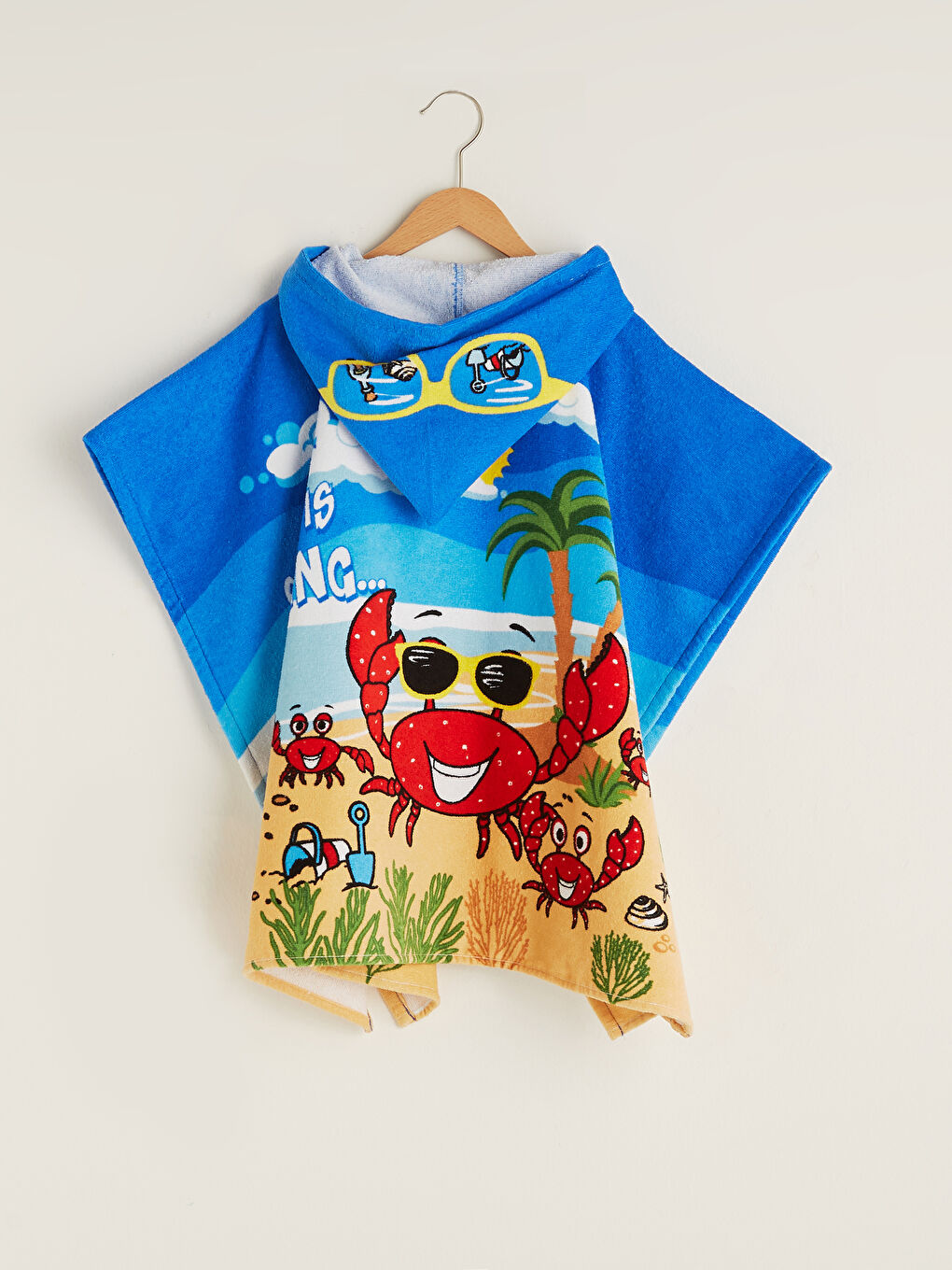 بونشو منشفة شاطئ مطبوع بغطاء للرأس للأولاد-1