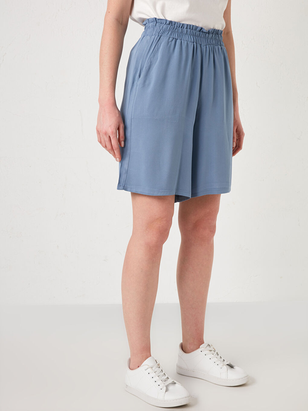 Women's Bermuda Shorts With Pocket Detailed Belmando Fabric Elastic Waist-3