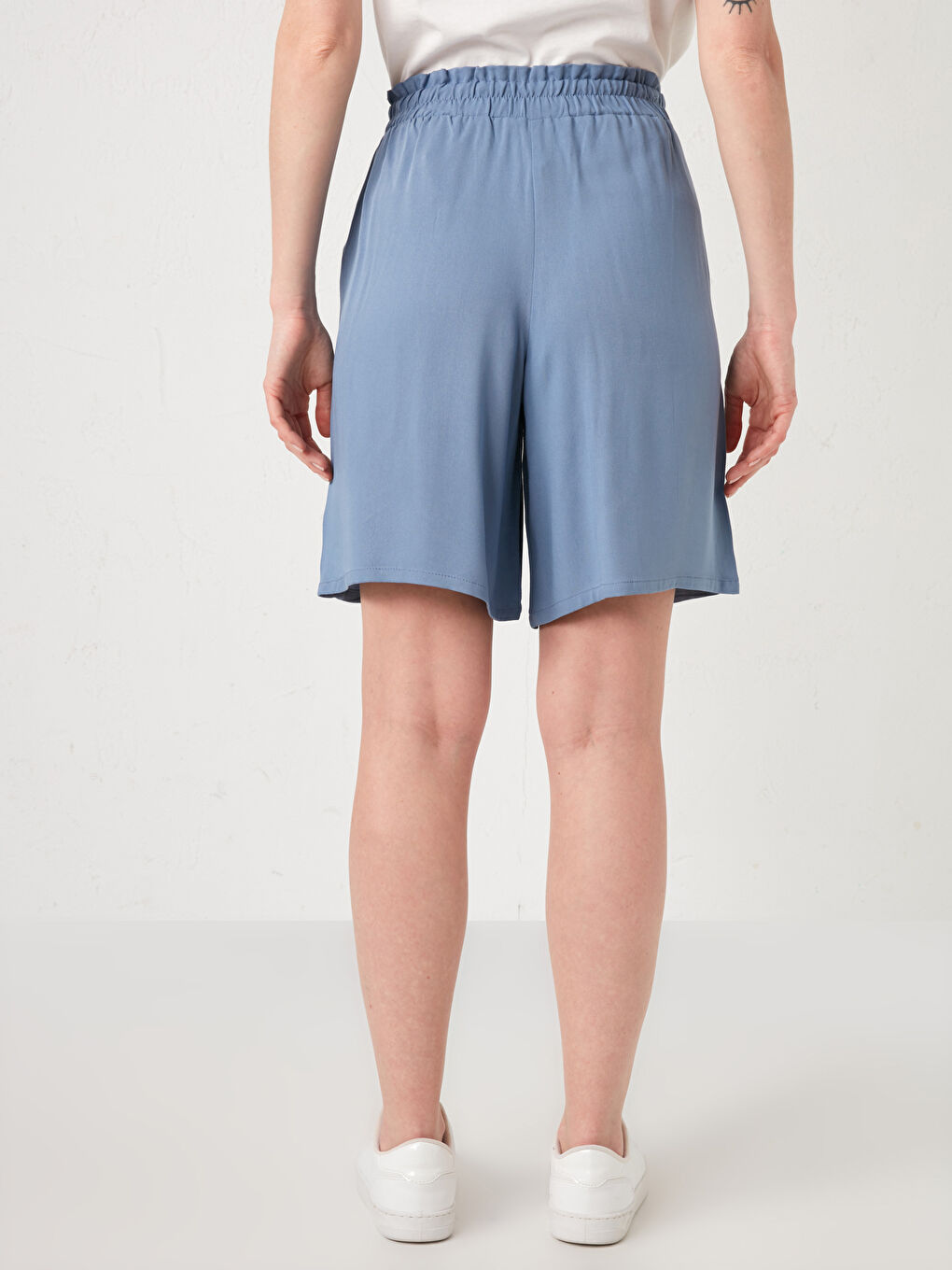 Women's Bermuda Shorts With Pocket Detailed Belmando Fabric Elastic Waist-4